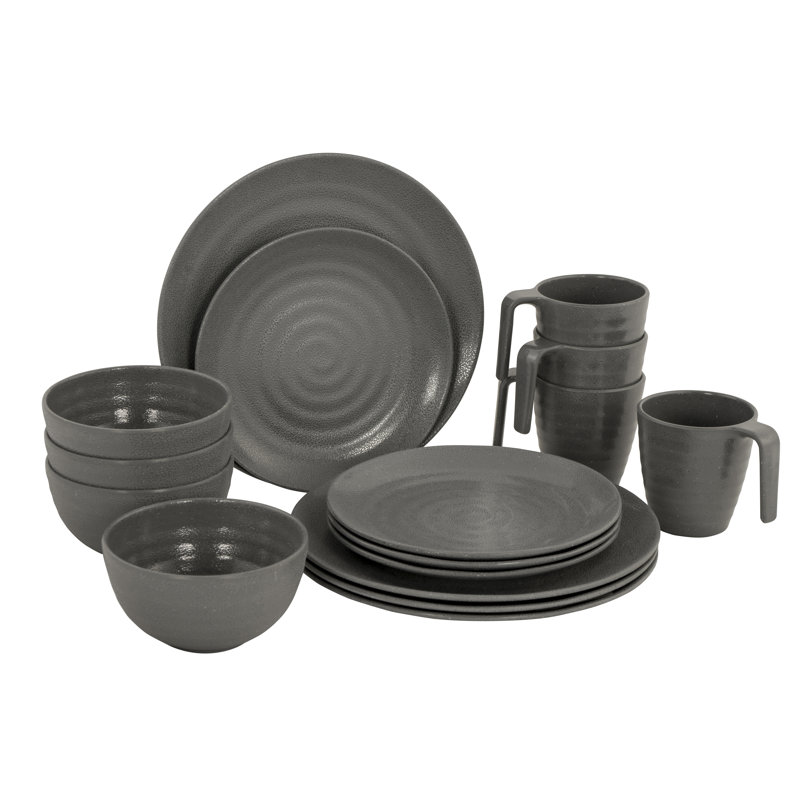 Murphey Piece Melamine Dinnerware Set - Service for 4, Grey