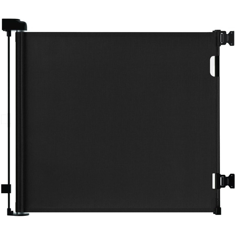 Barrière de sécurité rétractable pour animaux en maille pour escaliers, H 33 po x l 55 po x P 2,7 po, Noir