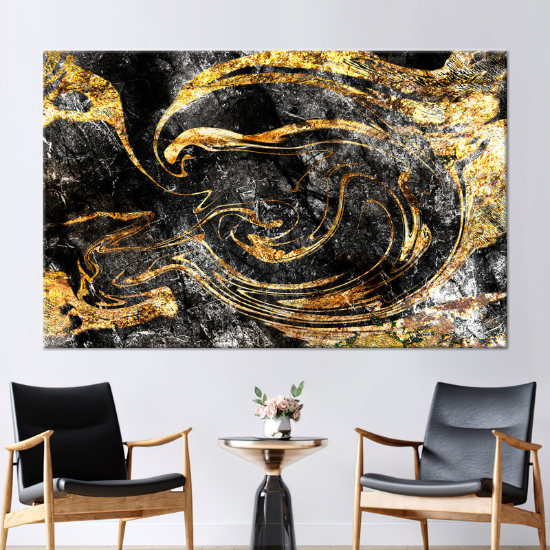 Modern Abstract Art Print on Canvas - Marble Fashion Wall Decor, Framed Wrapped Canvas, 70 cm H x 100 cm W, Does Not Apply