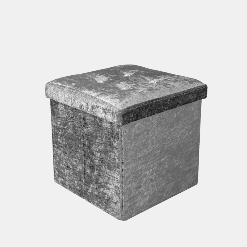 38 CRUSHED VELVET STORAGE BOX, 38cm H x 40cm W x 6cm D, Silver