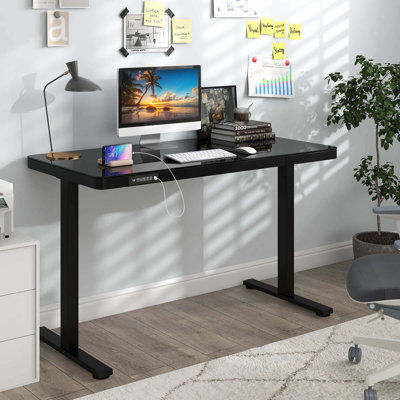 Bureau debout debout en verre trempé de 48 po x 24 po avec plateau inscriptible en verre trempé Latitude Run®