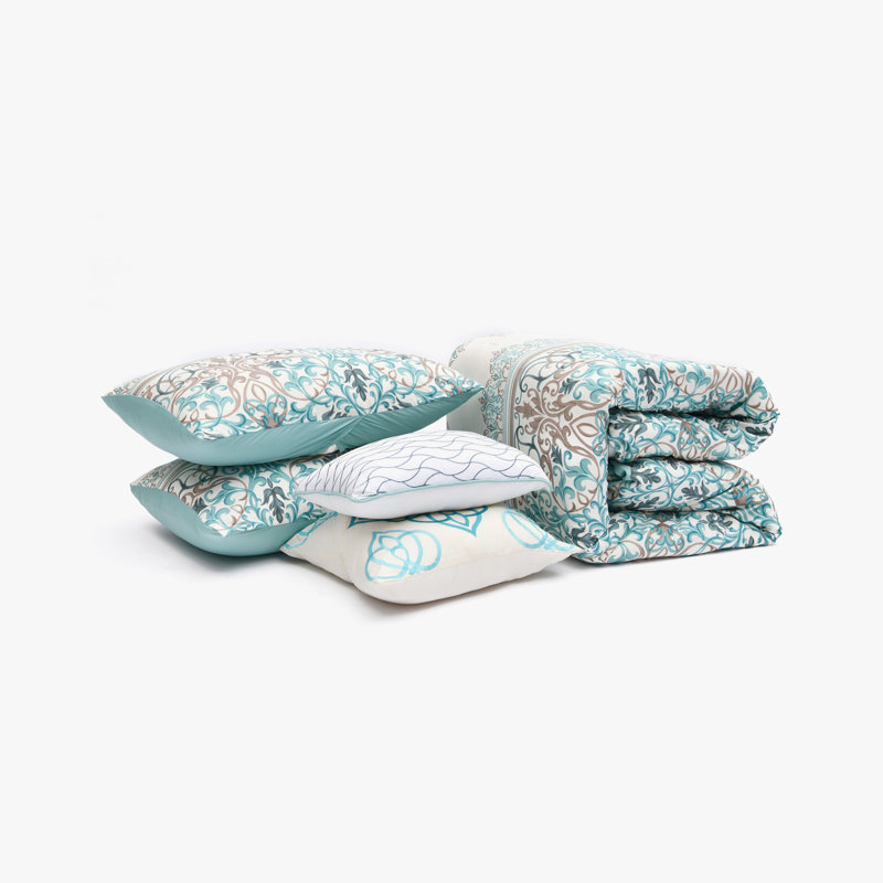 Ensemble d'édredon réversible en microfibre 5 pièces Cresida, Très grand
