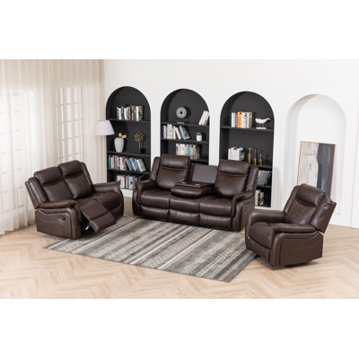 Qianna 3 Piece Faux Leather Reclining Living Room Set by Latitude Run