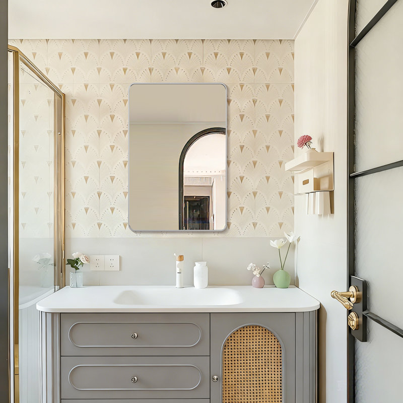 Miroir mural de salle de bain, Argent argent, 20 po x 30 po