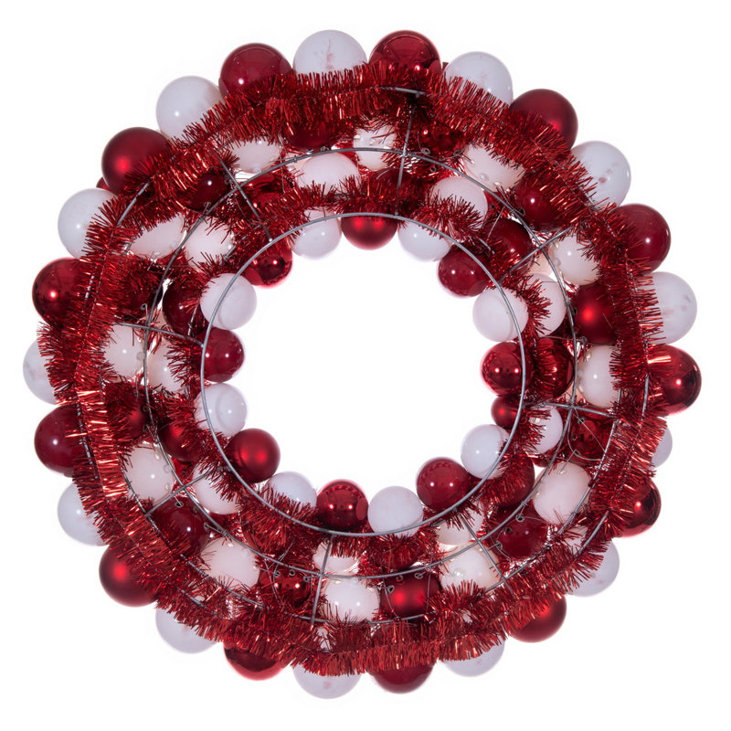 Couronne à billes 28 po UV brillant mat, Rouge, blanc