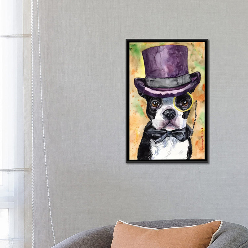 «Intelligent Boston Terrier» par George Dyachenko, reproduction d'art graphique sur toile, H 26 po x l 18 po x P 1,5 po