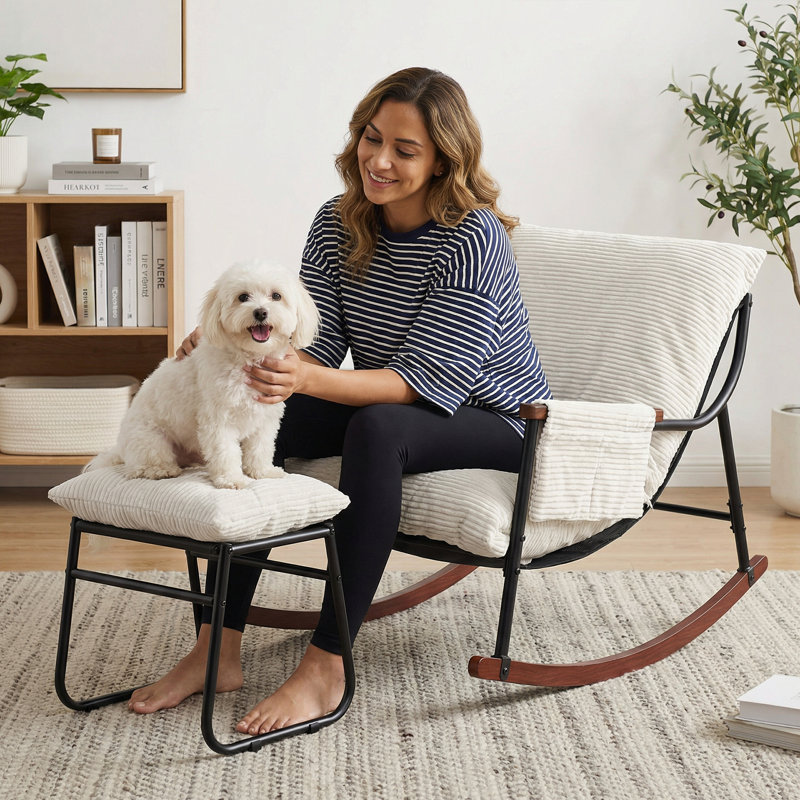 Steel Rocking Chair, Beige