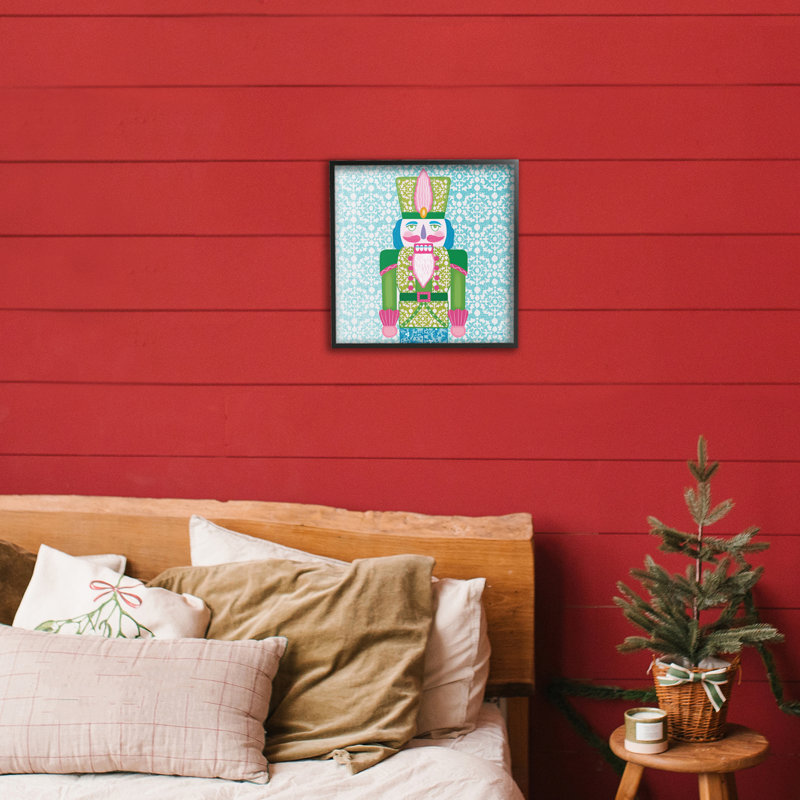Casse-noisette saisonnier aux couleurs vives, estampe numérique, design par Annie Lapoint, Giclée encadrée noir minuit