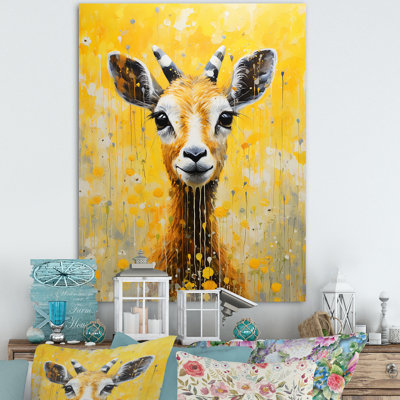 Popart, portrait d'une chèvre jaune sur toile