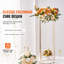 Ensemble de 10 présentoirs à fleurs de 80 cm de haut pour mariage, colonnes en métal avec vases géométriques, présentoirs floraux rectangulaires dorés pour réceptions et décorations de fêtes, finition laminée acrylique.