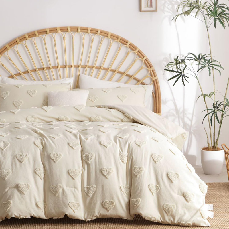 Ensemble de literie en microfibre lavable légère Nayoroom, Beige, Édredon très grand + 2 taies décoratives très 