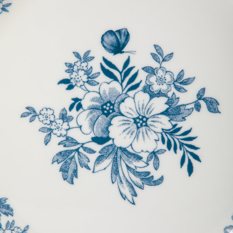 Service de table 12 pièces en céramique fine Martha Stewart Garden Toile, pour 4 personnes, Blue