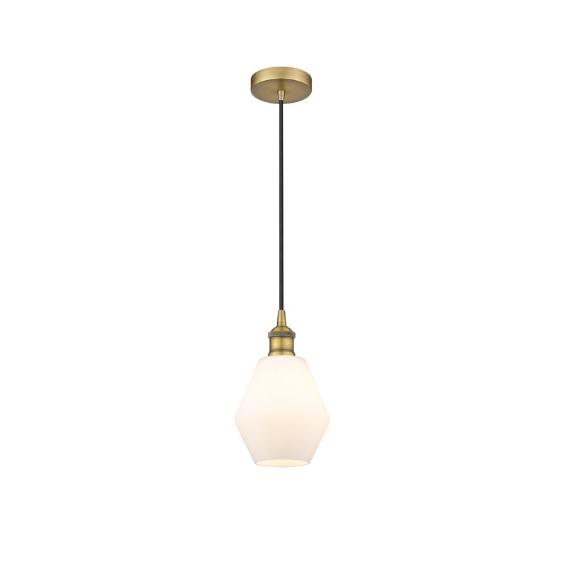 Luminaire suspendu 1 lumière Gabbie, Blanc mat, Laiton brossé