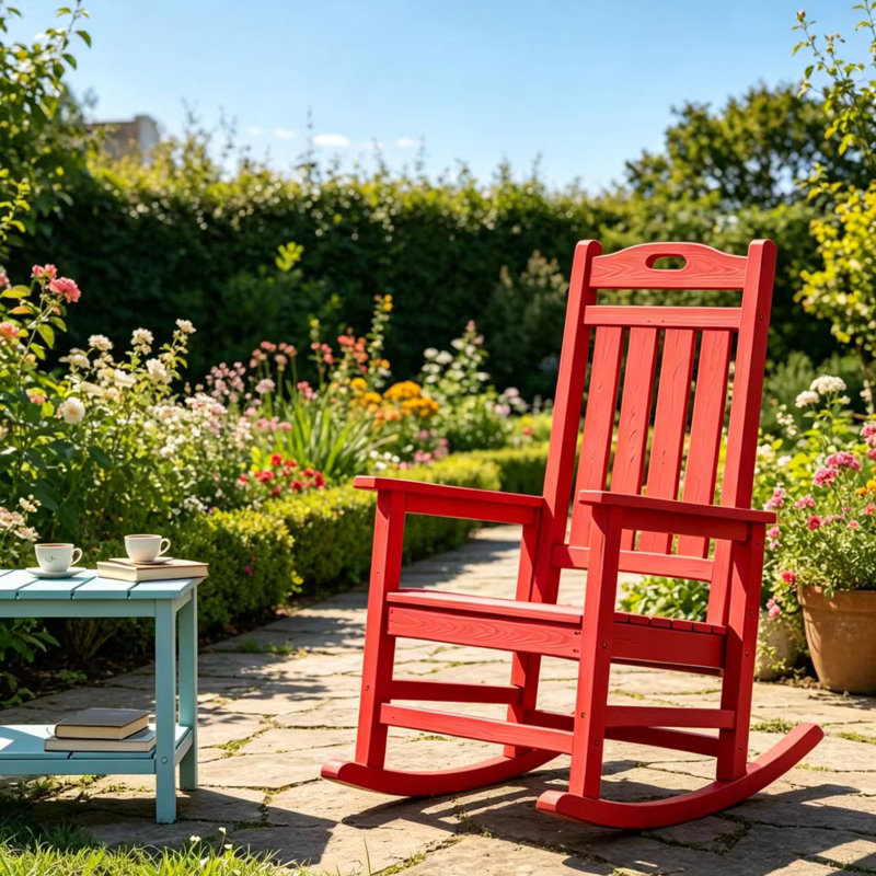 Chaise berçante en plastique Brayshun, Rouge