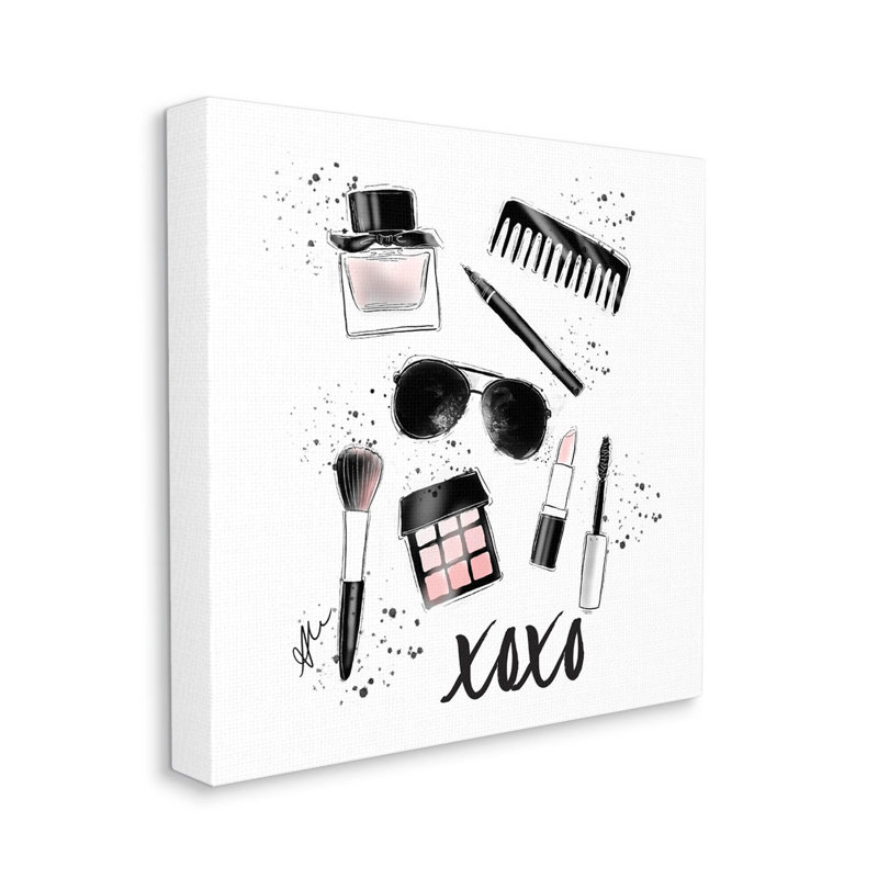 Art mural en toile Xoxo Glam Cosmetique par Alison Petrie, H 17 po x l 17 po x P 1,5 po