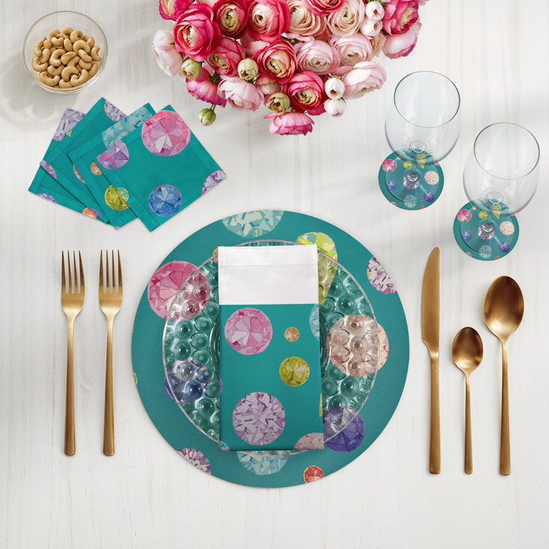 Jewel Pebble 16" Vinyl Placemat, Cyan