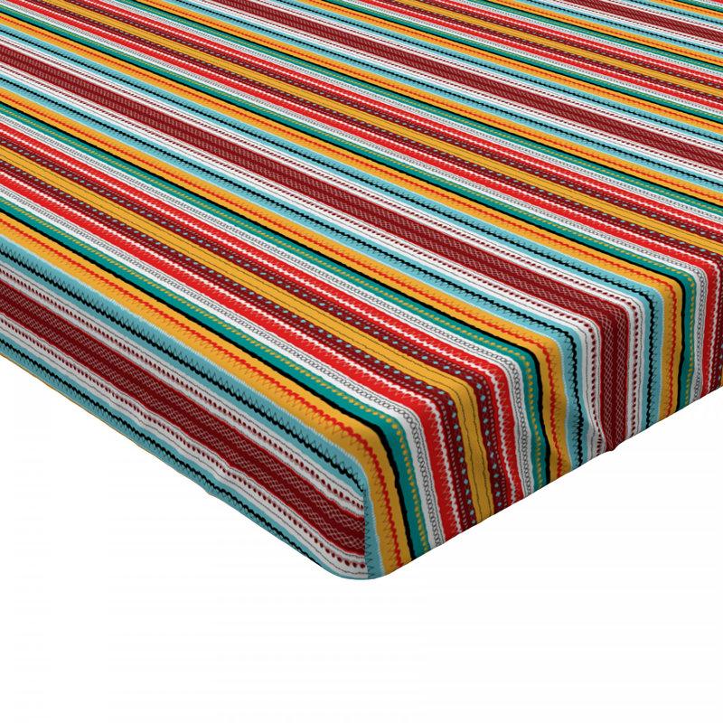 Drap-housse rayé, Drap-housse grand, Rayé orange / vert