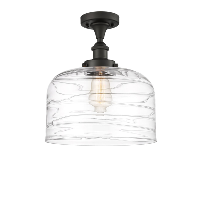 Anjelique Glass Semi Flush Mount, Oil Rubbed Bronze, 13" H x 12" W x 12" D, No Bulb Included
