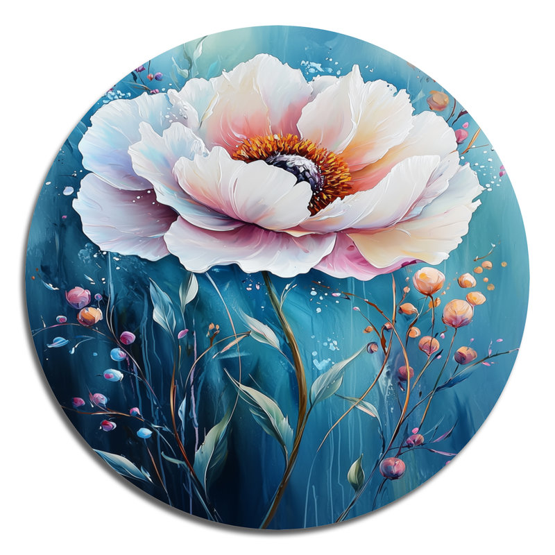 Workington - pivoine moderne, art mural en métal, H 16 po x l 16 po