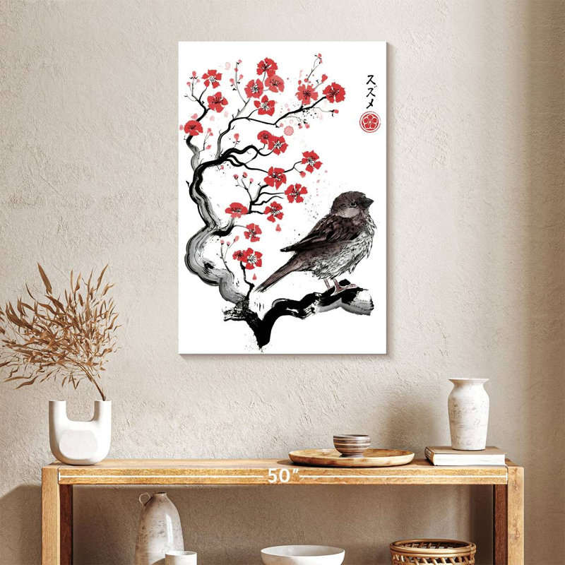 Brampt Little Sparrow Sumi-E, 36" H x 24" W