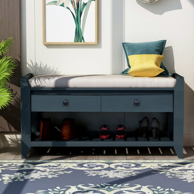 Shoe Rack with Cushioned Seat and Drawers