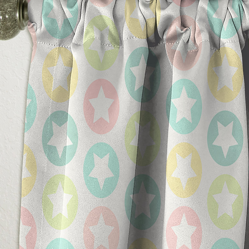 Rideau simple occultant en velours rétro avec étoiles et motif rétro, L 52 po x L 120 po