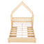 Grand lit plateforme en bois naturel avec garde-corps et 2 tiroirs spacieux-786967401