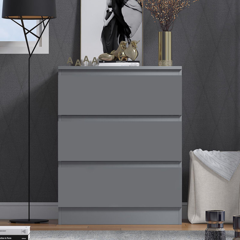 Warren 3 Drawer Chest of Drawers - Matt Dark Grey