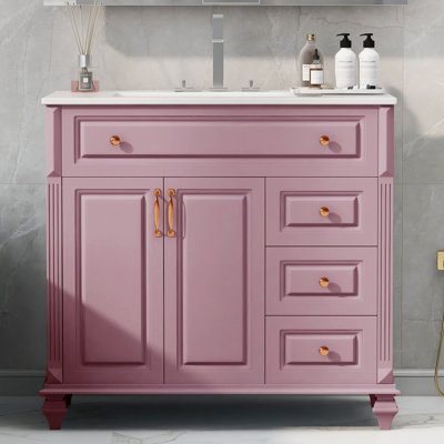36" Freestanding Bathroom Vanity With Ceramic Sink
