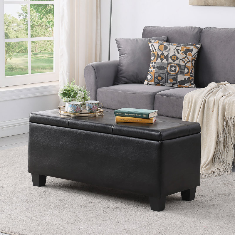 Grand ensemble de repose-pieds avec rangement, repose-pieds combiné 3 en 1, repose-pieds en lin, Black