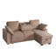 Canapé d'angle modulaire 3 places multifonctionnel avec revêtement en chenille, porte-gobelet amovible et méridienne convertible en rangement, marron, plateau, design dissimulé