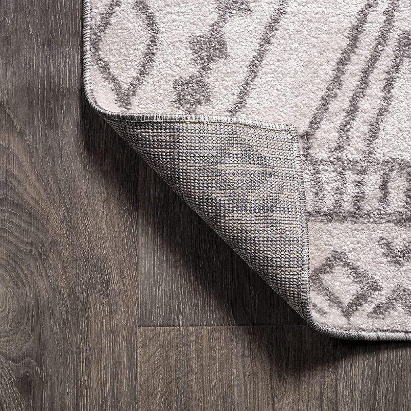 Woodacre Moroccan Style Diamond Ivory/Gray Rug, Runner 2'2" x 8'