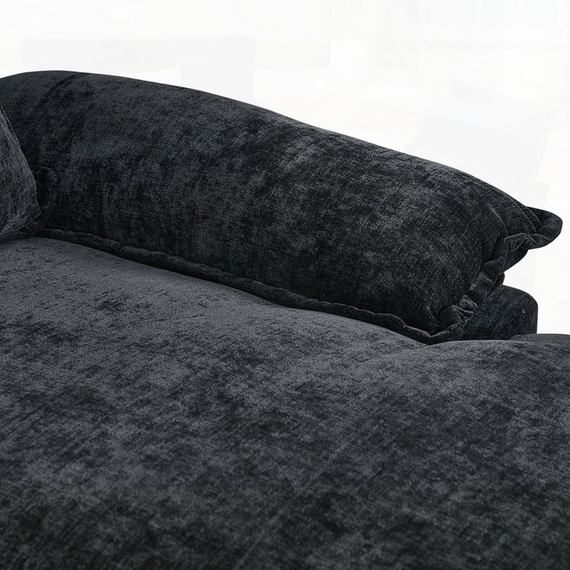 Canapé en chenille avec canapé double, Noir