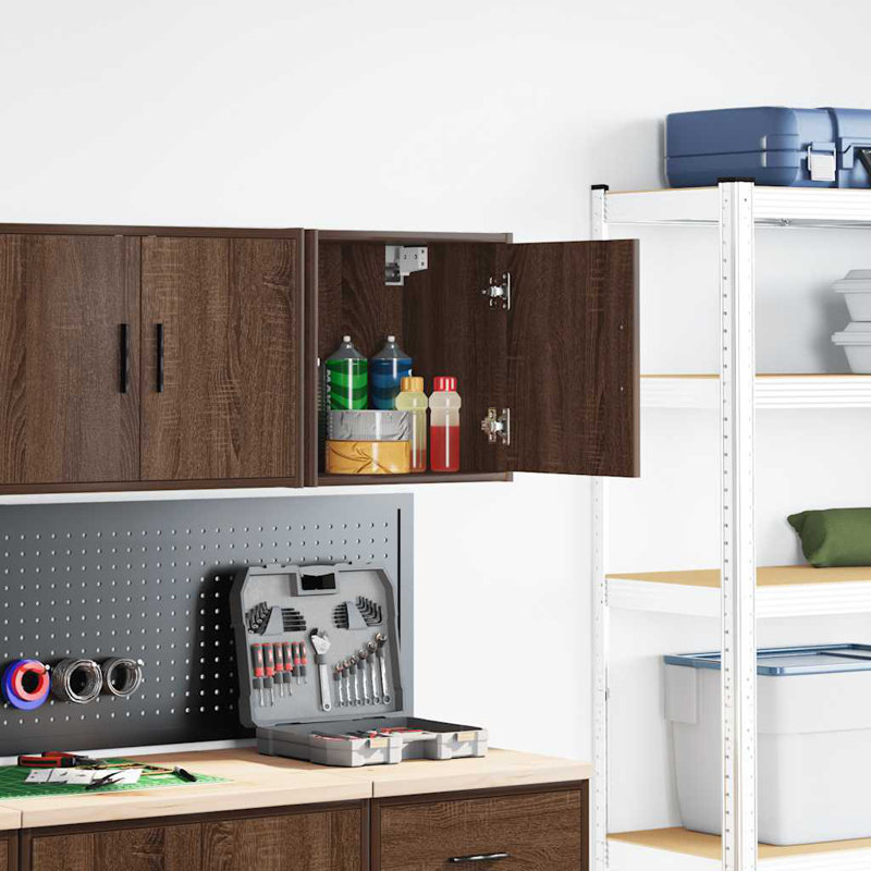 Engineered Wood Single Storage Cabinet ( 41cm H x 40cm W x 30cm D), Brown Oak, 41 cm H x 40 cm W x 30 cm D
