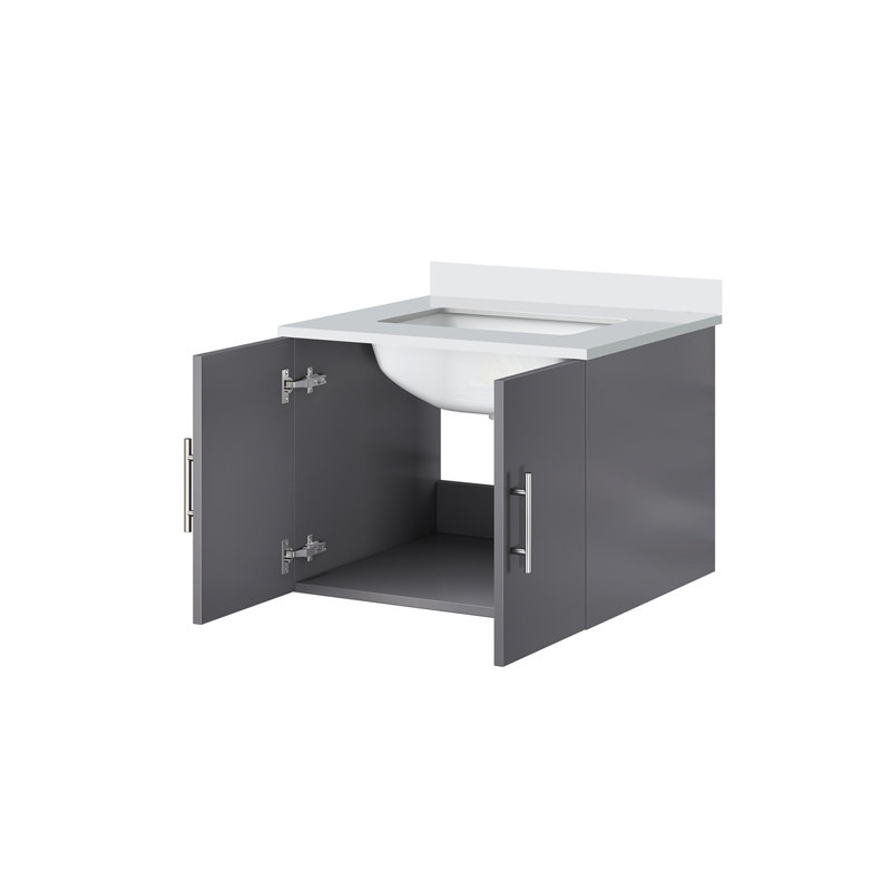 Meuble-lavabo compact avec comptoir Carrara, Quartz, Gris foncé