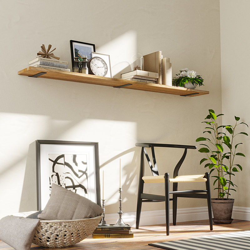 Floating Bookshelf Living Room, Hanging Shelf For Wall, Shelf With Heavy Duty Brackets, Farmhouse Decor, Burnt, 1pc
