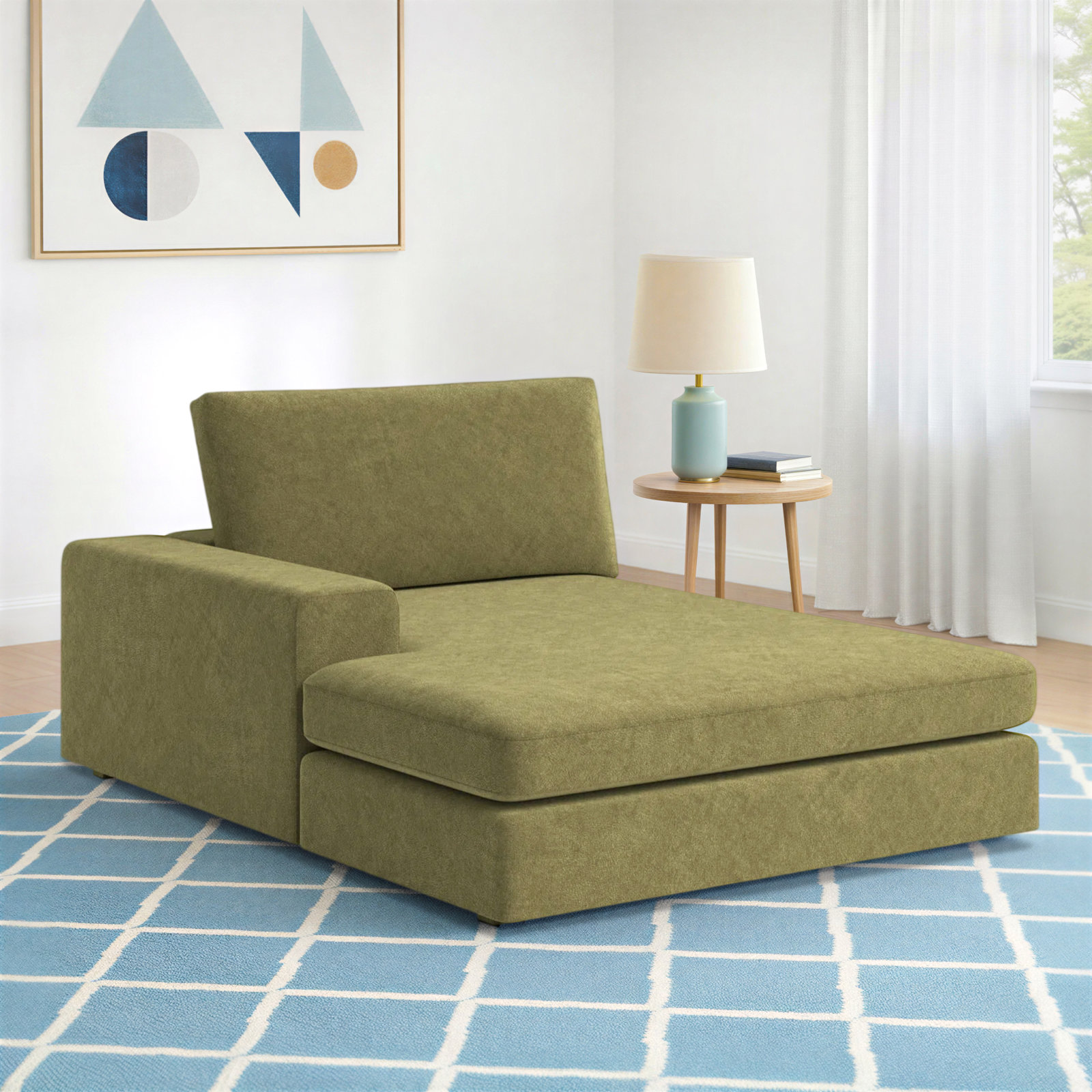 Ojai Chaise Lounge, Olive Green, Left Hand Facing