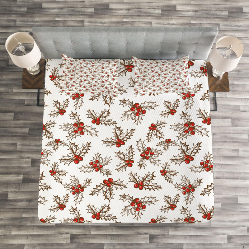 Rustic Polyester Floral Coverlet, Queen Coverlet + 2 Shams