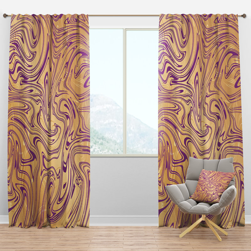 Panneau de rideau simple semi-diaphane avec passe-tringle Mid-Century, l 52 po x L 84 po