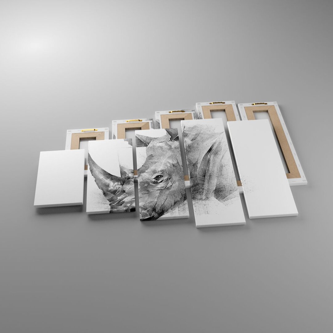 Leinwandbild Rhinoceros Portrait Graphics