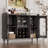 Xachary 40'' Wine Bar Cabinet with 4-Tier Storage for Glasses with LED Lights, Sideboard with Doors-210549222