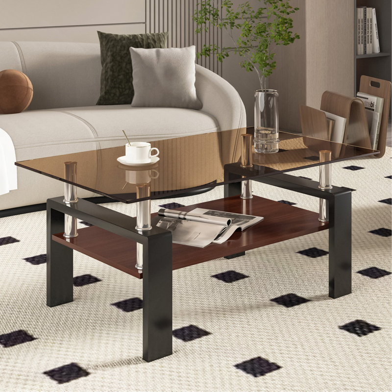 Table basse rectangulaire, Noir, Brun / Noir