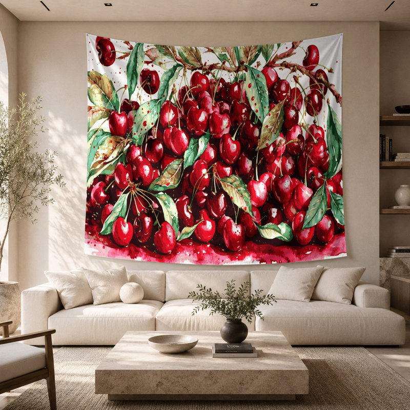 Tapisserie murale «Fruit Cherry Sweet», 68 po x 80 po