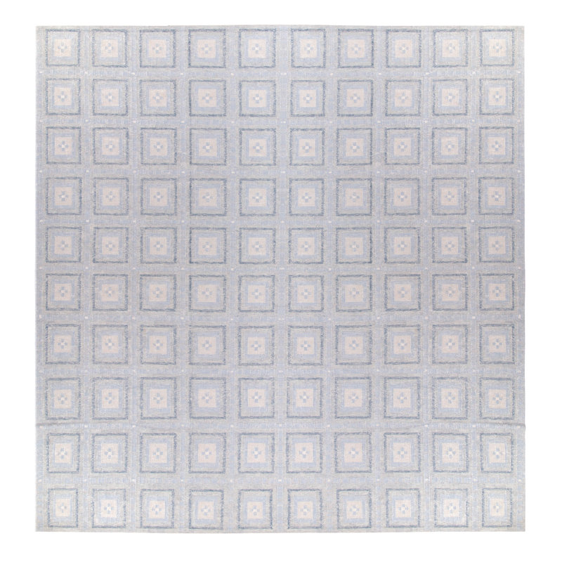 Scandinavian Silk Geometric Area Rug, Rectangle 12' x 15'