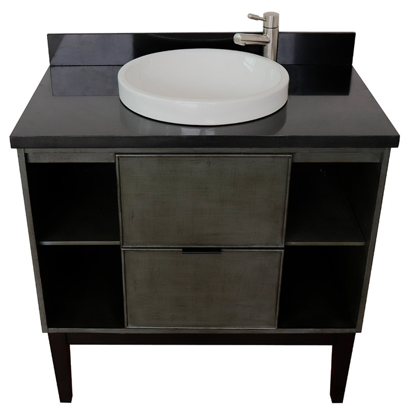 37'' Single Bathroom Vanity with Top, Black Galaxy