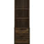 3 - Shelf Dark Pine Bookcase With Lockable Drawer And Dual , Engineered Wood, Office Organization Solution, 19.39 Inches Wide Charging, Display Piece,