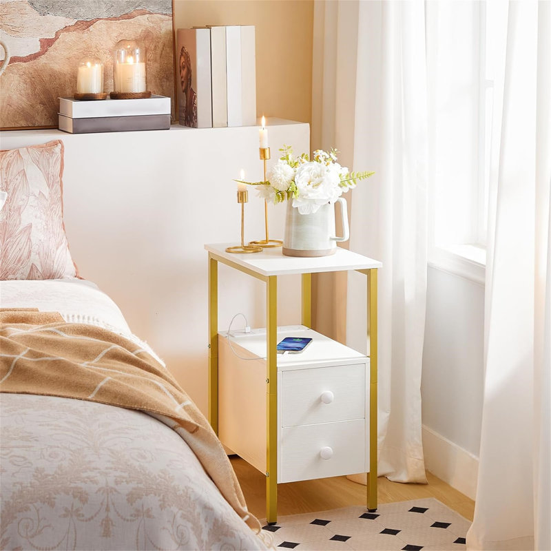 30cm W Metal Bedside Table