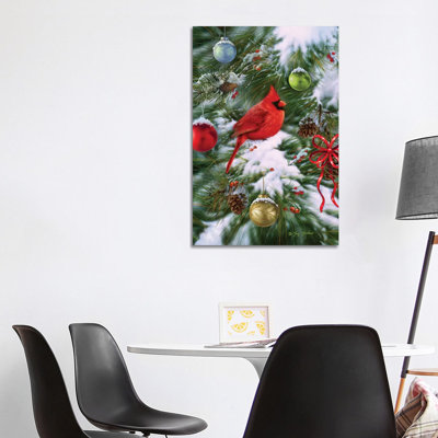 Cardinal Ornaments 1 Piece Wrapped Canvas Painting