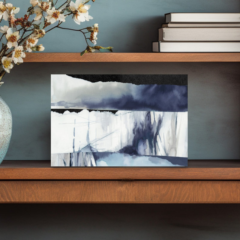 Layers of Storm and Ice I, art mural contemporain abstrait, H 12 po x l 18 po