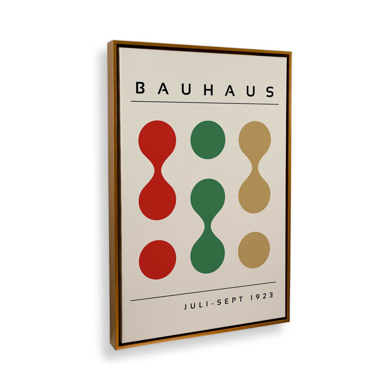 «Bauhaus Shapes», reproduction réinventée sur toile, Cadre flottant doré, H 30,75 po x l 20,75 po